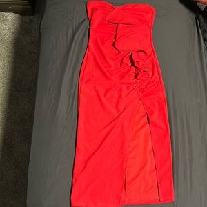 Red fashion nova ruffle dress